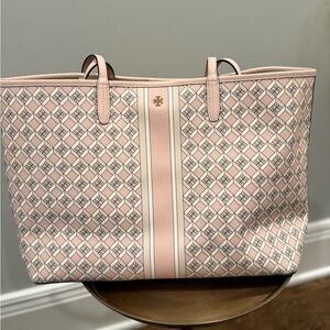 Tory Burch Geometric Pink Tote Bag